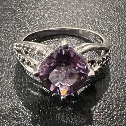 Sterling Silver Amethyst And White Topaz Ring