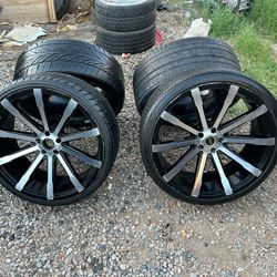 STRADA RIMS 275/30R24...5 LUGS FIT DODGE DURANGO JEEP CHEROKEE JEEP COMANDER CHEVY SILVERADO YUKON TAHOE SUBURBAN CHEVY IMPALA 5X5 CHEVROLET 