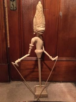 Hand carved wooden muppet