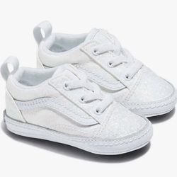White Glitter Infant Vans Old School Shoes