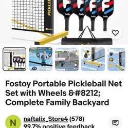 Pickleball Set W/wheels, New, Save Over $100