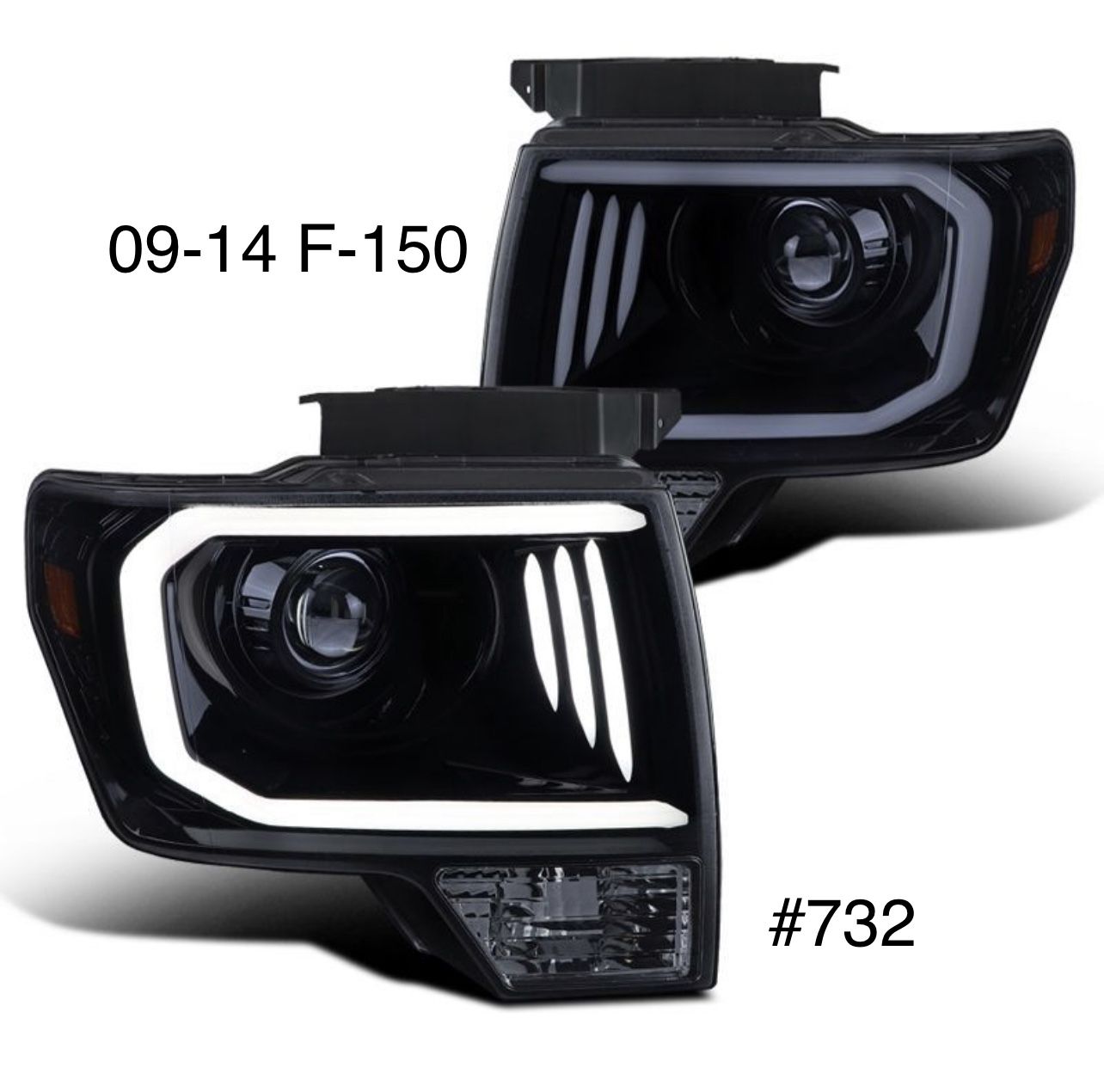 2009 TO 2014 Ford F150 LED DRL Projector Headlights - Smoked