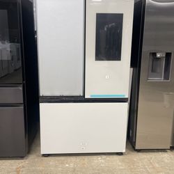 White Samsung Bespoke Refrigerator With Family Hub  8 1B