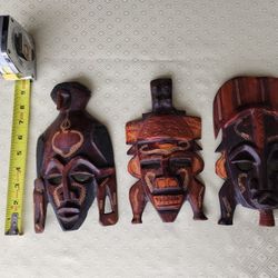 African made in Kenya Hand Carved Wooden Mask Set