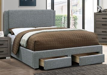 Faux Linen Full Bed with underbed drawer