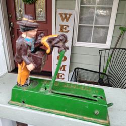 Vintage Cast Iron Monkey Coin Bank