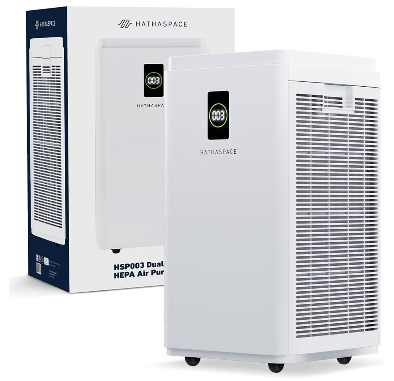 HATHASPACE HSP003 True HEPA Air Purifier for Home, Removes 99.9% of Dust, Smoke, Pet Dander, Odors, VOCs, Covers Up to 2800 Sq. Ft, Quiet Air Cleaner