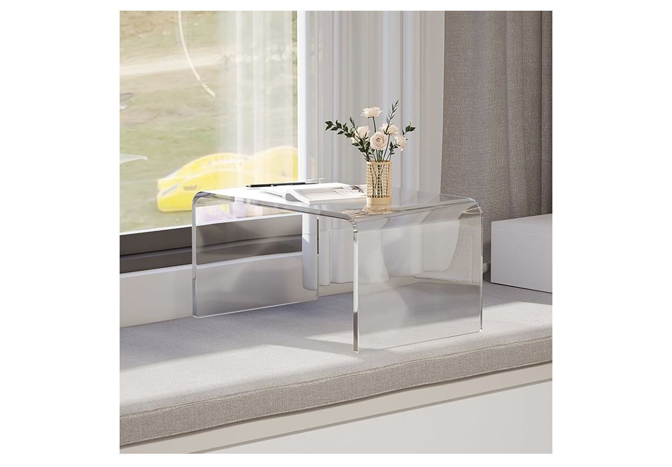 Acrylic C-Shape End Table, Small Clear Side Table