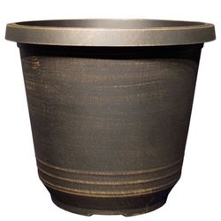 12 in. Torino Round Black Bronze Plastic Planter