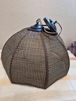 Vintage Wicker Rattan Hanging Ceiling Lamp