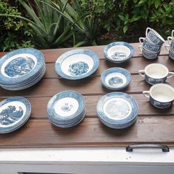 41 Pieces Of Currier &  Ives Dinnerware.  Different Patterns