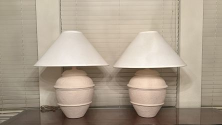 Vintage Ceramic Table Lamps - 28” Tall With Shades
