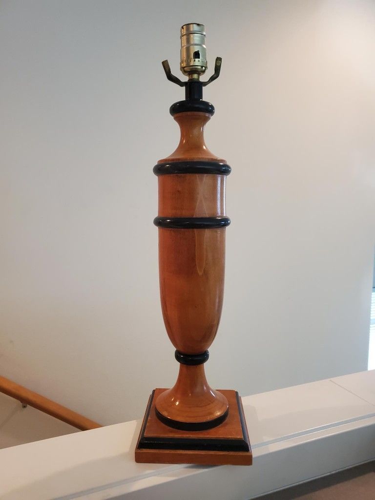 Vintage 1988 Wooden Lampstand With Black Accents