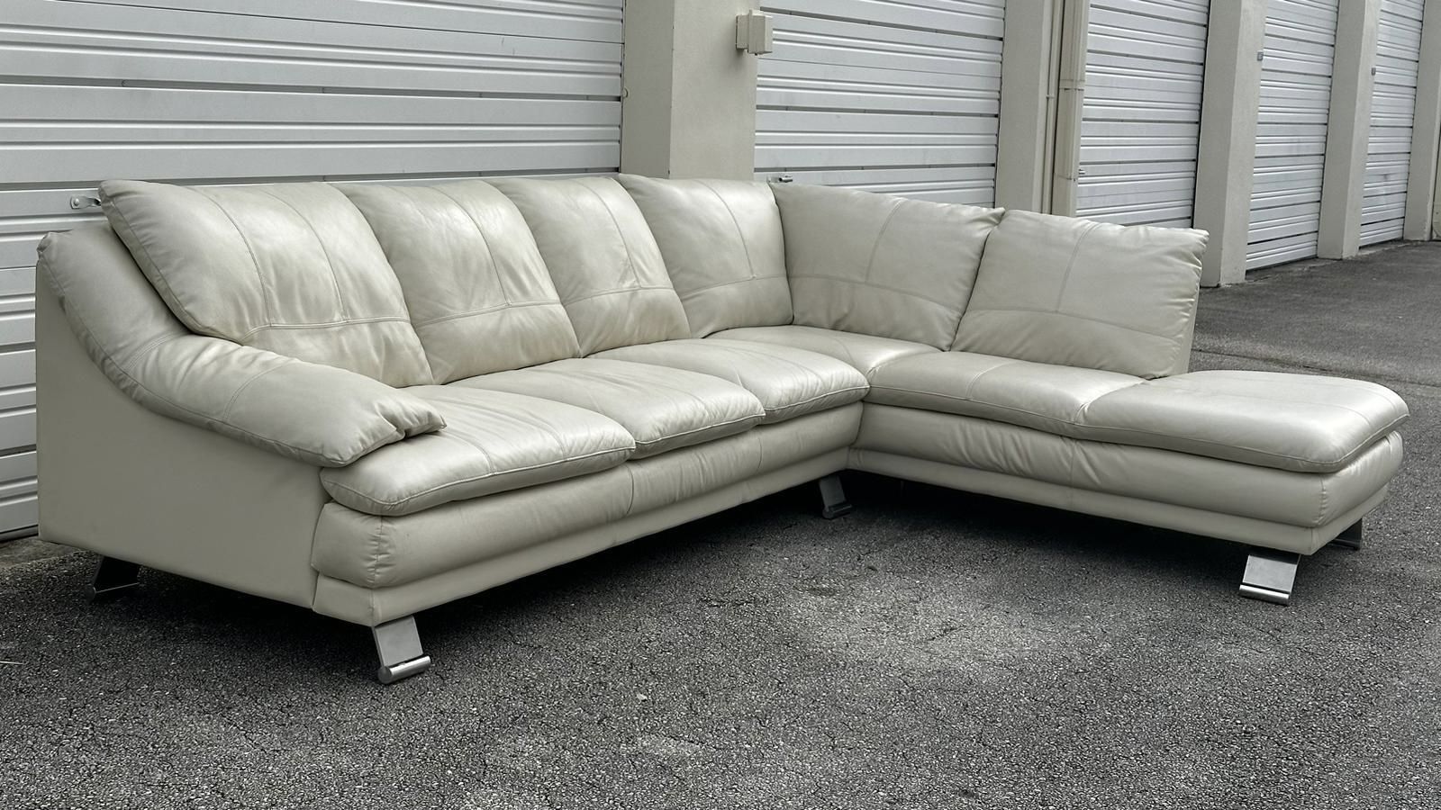 🛋️ Sofa/Couch Sectional - Leather - Off White - Delivery Available 🚛