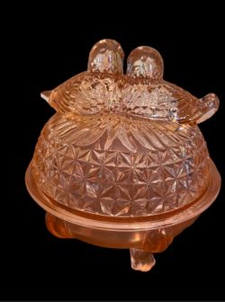 Vintage pink/peach Hofbauer Byrdes  candy dish