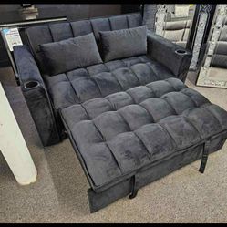 New Couch / Pullout Bed.  Grey, Black, White Velvet.  64WX34DX31H;64WX65DX23H.  Free Delivery!