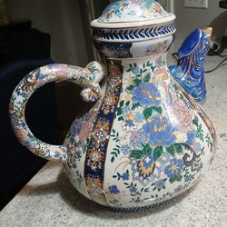 Ceramic Japanese teapot with gold accents