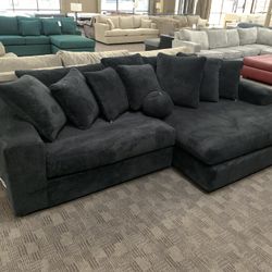 Big Soft Black Sectional Couch