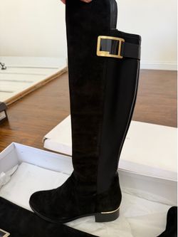Calvin Klein suede black boots with buckle, size 8.5