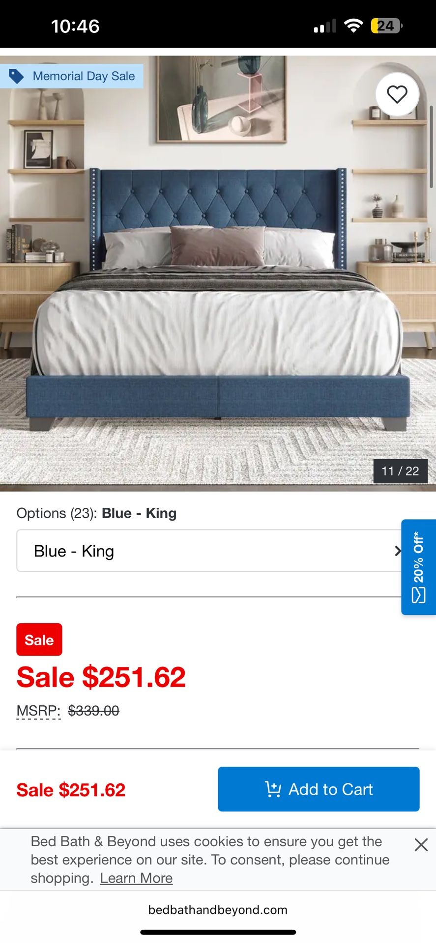 Navy Blue King Bed Frame