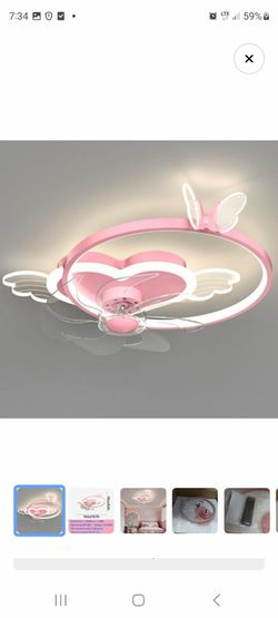 Butterfly Ceiling Fan with Light Pink Ceiling Fan with Light for Girls Room