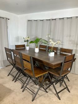 Ashley Furniture High Dining Table with 2 Extensions & 8 Chairs