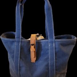LL BEAN BOAT TOTE WITH LEATHER HANDLES NwOT