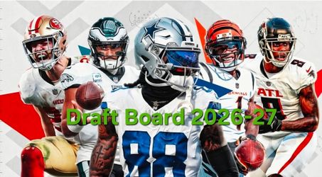 Large Fantasy Football Draft Board 2026-27 Season, NFL,  Sports,  Outdoor,  Indoor