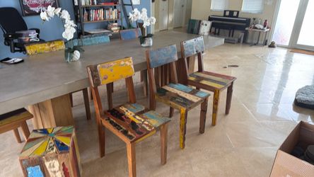Reclaimed Wood Dining Chairs Set of 8