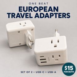 One Beat European Travel Adapters Set of 2