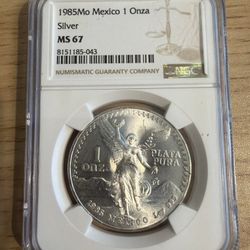 1985Mo Mexico Libertad 1 Onza MS67 Coin NGC