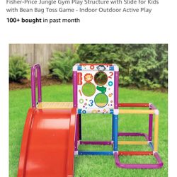 Fisher-Price Jungle Gym Play Structure with Slide for Kids with Bean Bag Toss Game - Indoor Outdoor Active Play 