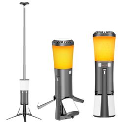 Telescopic Camping Lights Rechargeable Led Work Light with Stand Multifunction 18000 mAh Lanterns Portable Job Site Lighting Cordless Dimmable Flame T