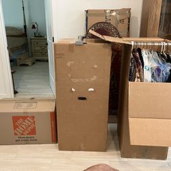 Wardrobe & Assorted Moving Boxes