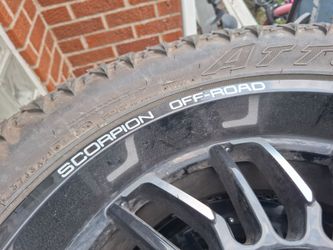 Set up for scorpion off road. Twenty inch wheels and tires set