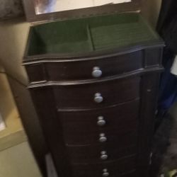 Antique Hives And Honey L A ndry Walnut Jewelry Armoire