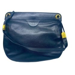Vintage Christian Dior Black Leather Shoulder Bag | France | Gold Hardware