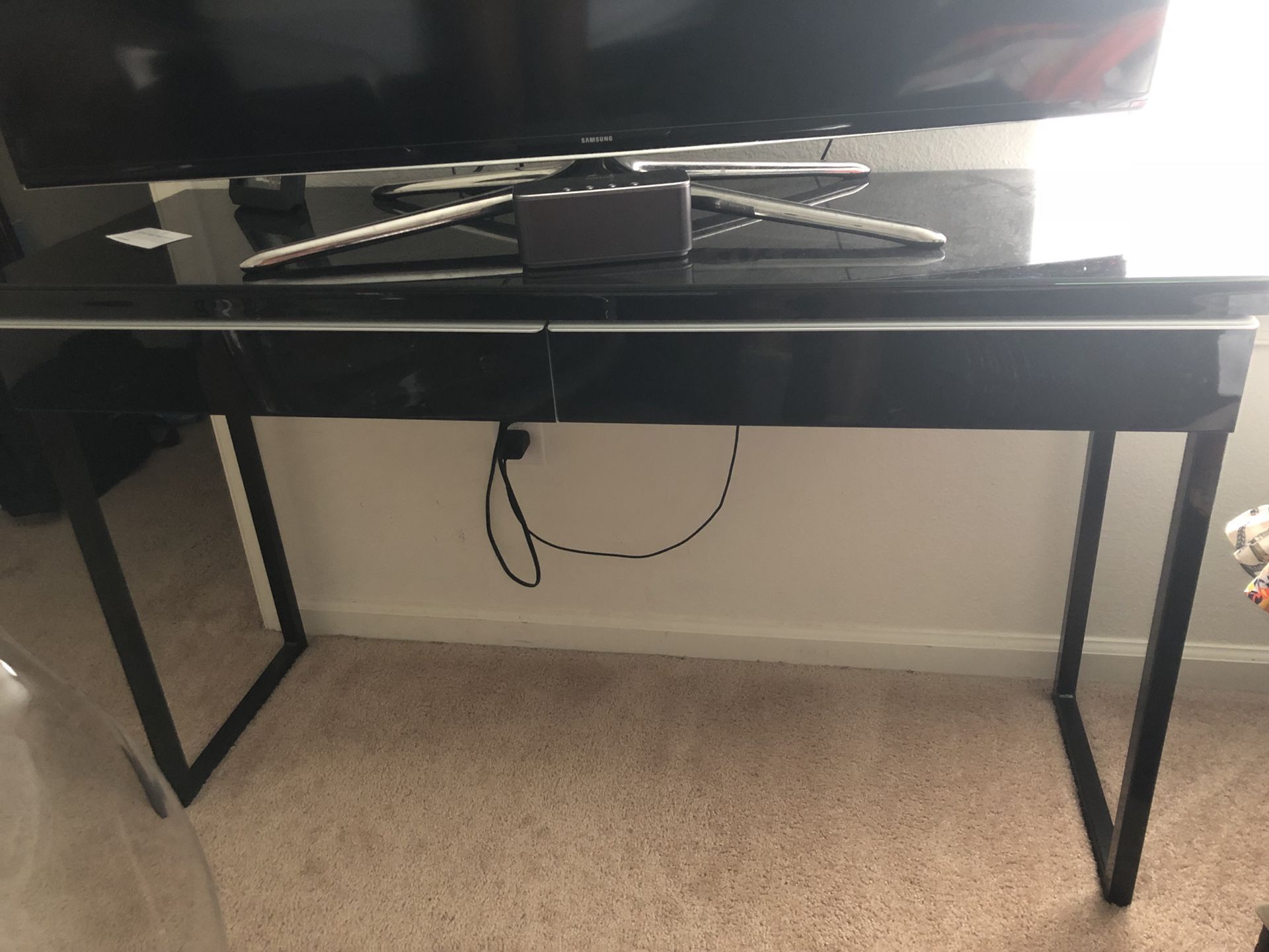 2 Drawer * IKEA * Black Gloss Desk