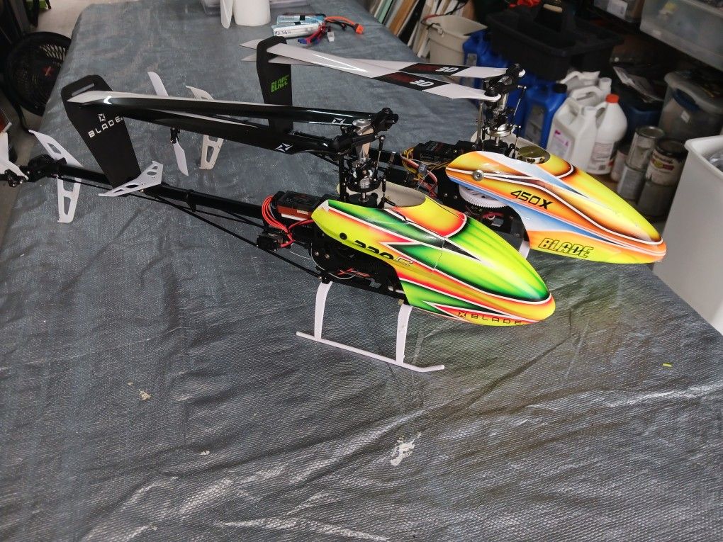 Two (2) 450 Sized Blade RC Radio Controlled Helicopters With Batteries And Extras