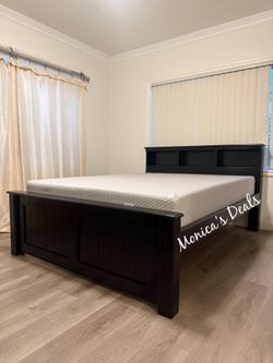 Queen Solid Wood Bed With Memory Foam Mattress $580