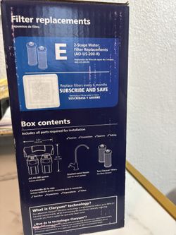 AO Smith Under Sink Water Filter System - Reduces PFAS, Lead, & Chlorine in Drinking Water - Under Counter Claryum Filtration for Kitchen - 2-Stage - 
