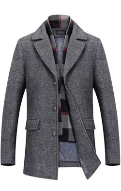 Men's Gray Wool Coat (Large)