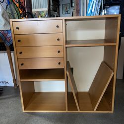 Wood Shelf & Drawer Unit