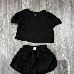 Black sporty T shirt and shorts combo
