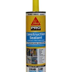 SIKA Sikaflex Construction Sealant - White, All-Purpose Polyurethane for Joints 1/2" or Smaller - 10.1 fl. oz - Weatherproof, High Elasticity, Paintab