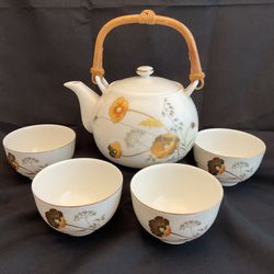 Porcelain Tea Set 6 pcs - Golden Poppy by Otagiri Japan