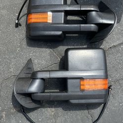 07-13 Chevy Chevrolet Silverado / Tahoe / Suburban / Avalanche / GMC Sierra / Yukon / Denali Black And Amber LED Towing Mirrors Espejos 