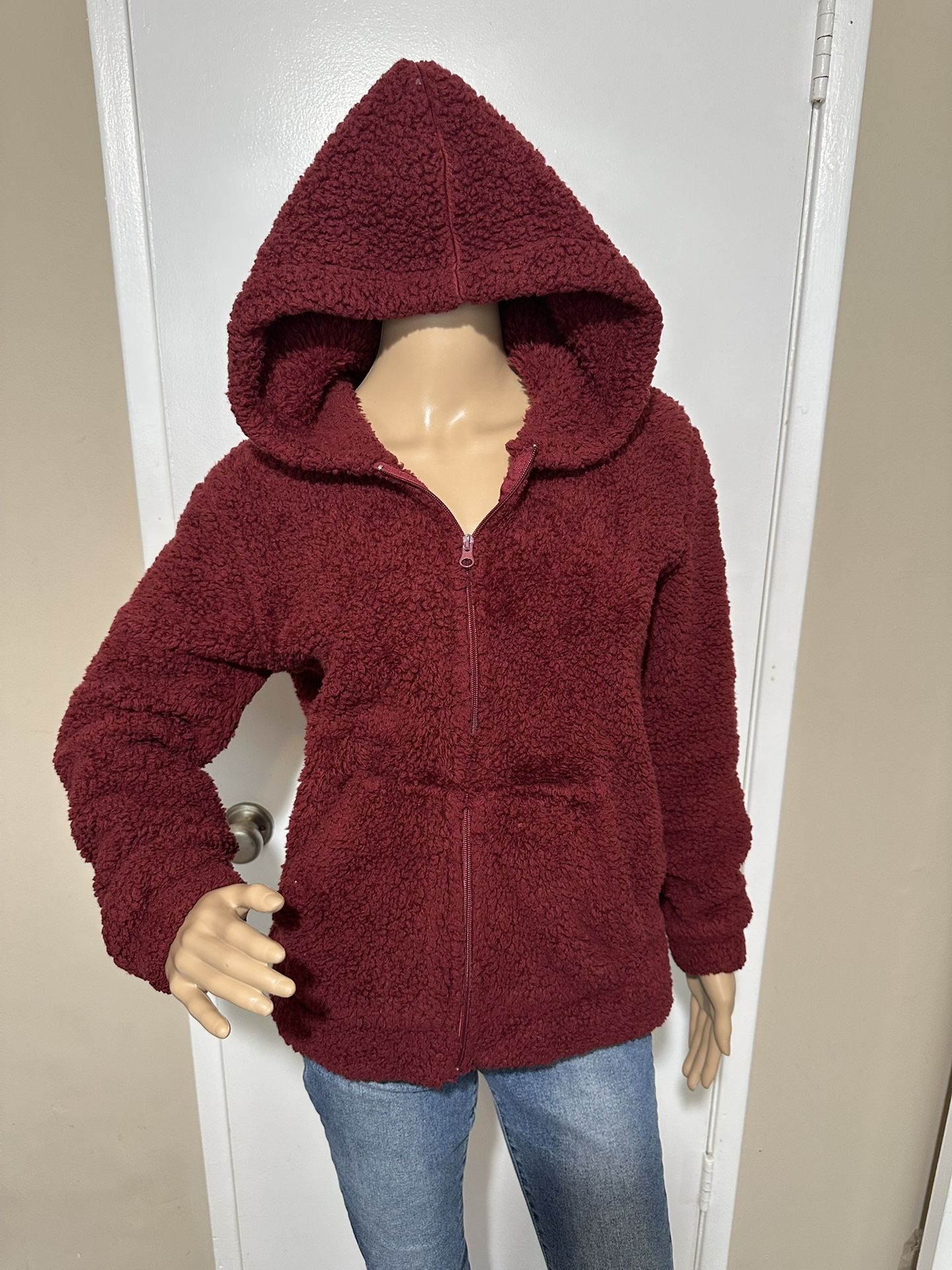 Women’s Burgundy Zip Up Hoodie