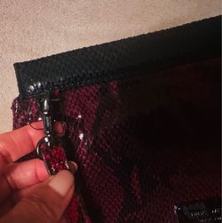 Red and Black Snakeskin Clutch Bag