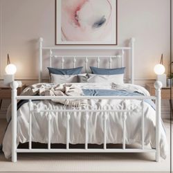 Queen Metal Bed Frame w/ 51” Headboard – Sturdy & Stylish
